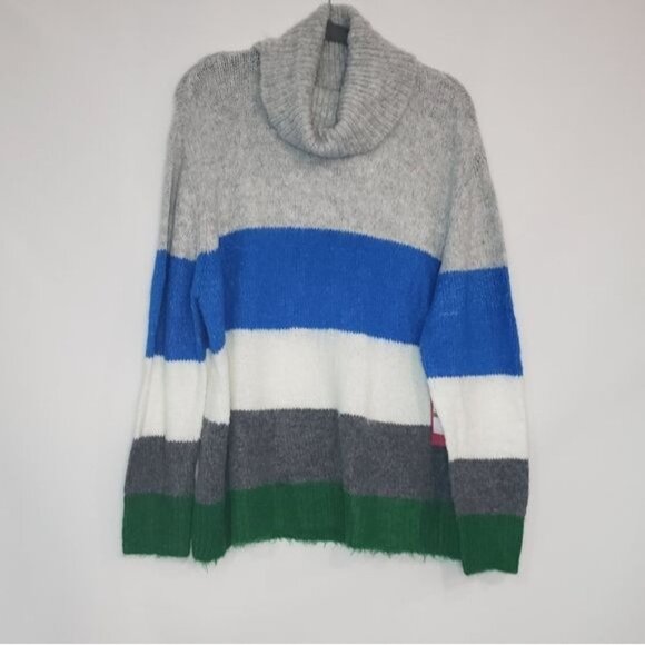 NWT Vince Camuto Striped Turtleneck‎ Sweater In Peacock Size Small - Picture 2 of 9